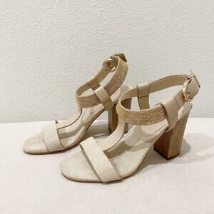 Lola Cruz Revolve Wooden Cream Heels size 36